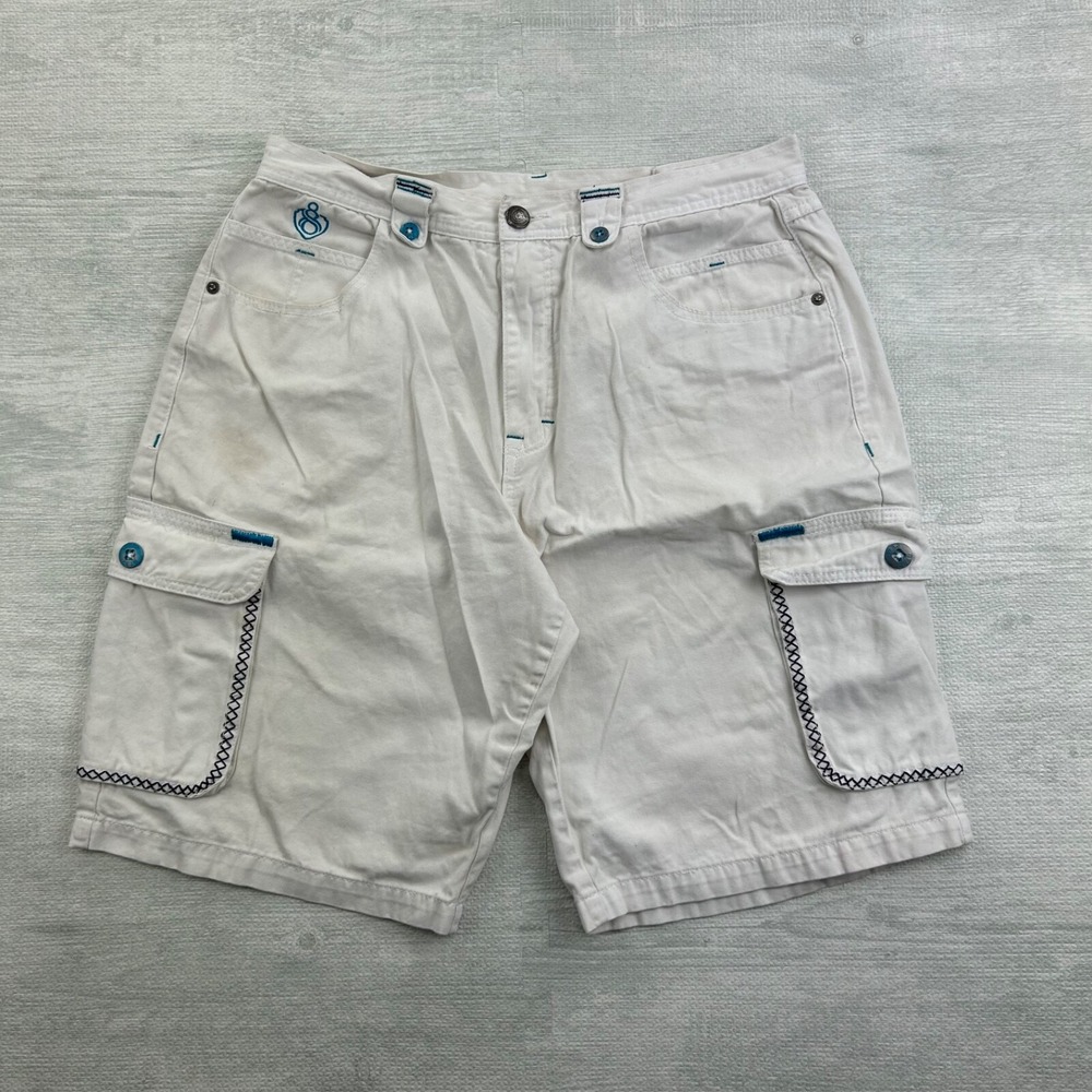 Vintage Y2K Eight 732 Cargo Shorts Size 38 White Baggy Skater Streetwear